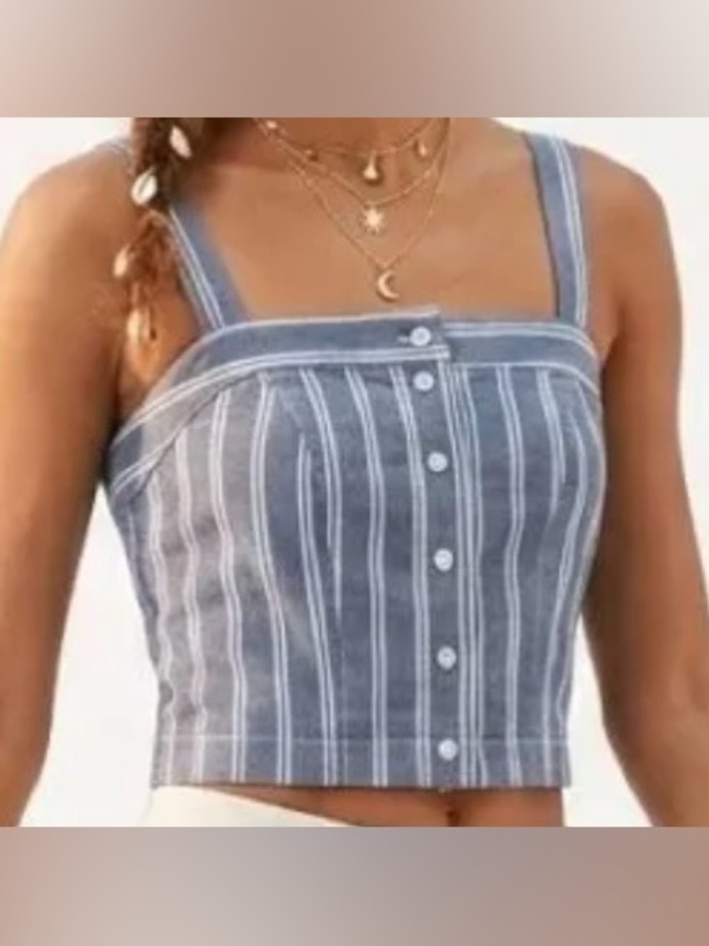 Brandy Melville Coquette Indie Boho Astrid Striped Crop Tank Top
